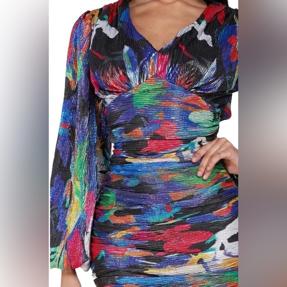Abstract Mini Dress with Bubble Sleeves - Picture 6 of 6